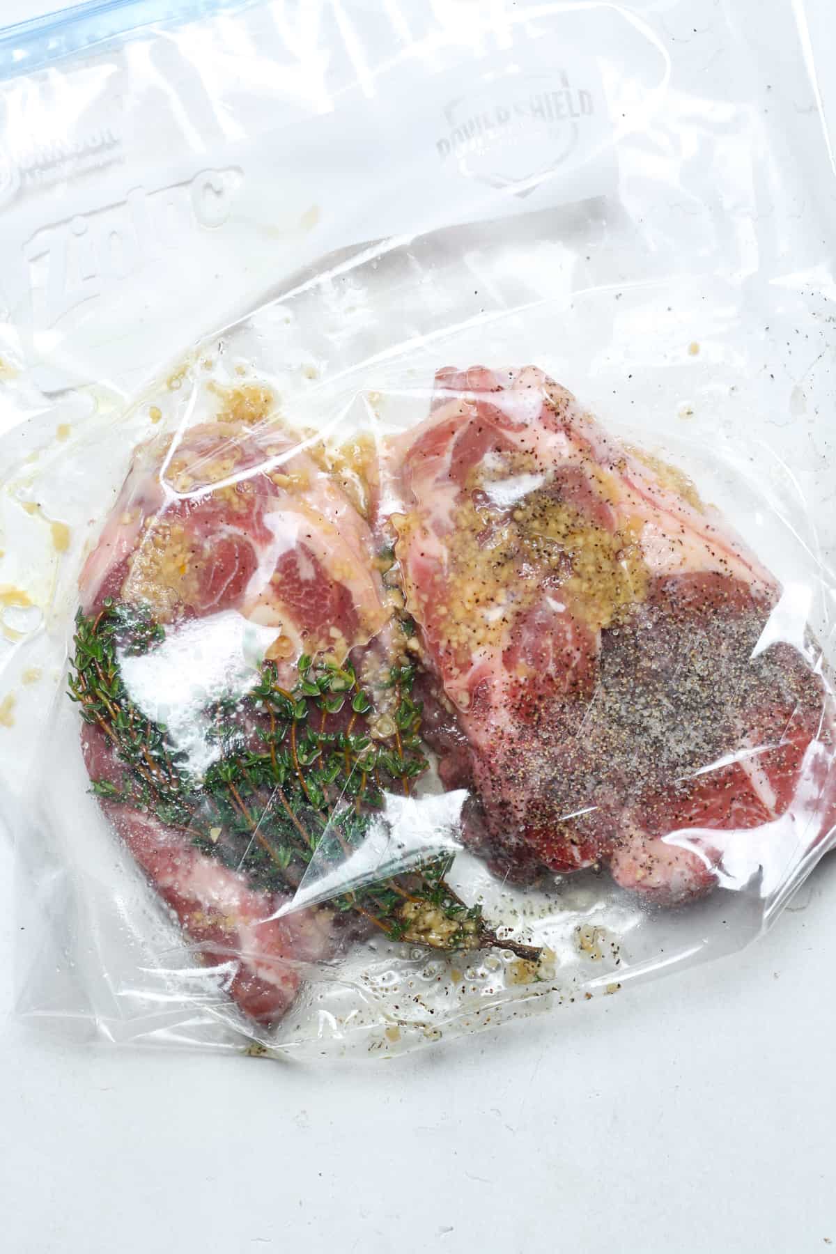 Lamb inside a Ziplock bag