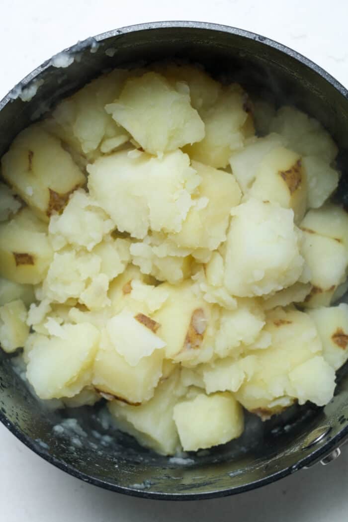 Pan of mushy potatoes