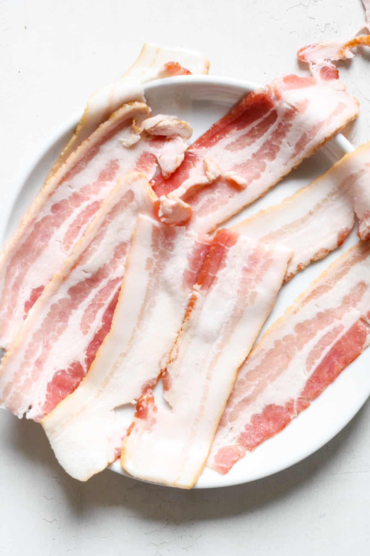 Sliced bacon on plate