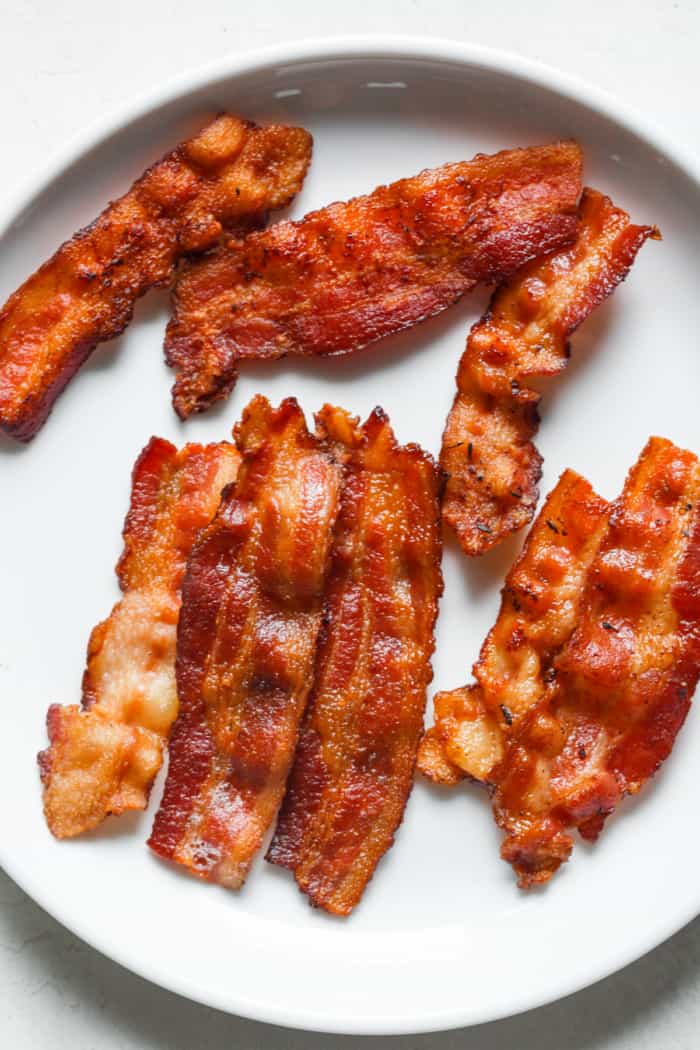 Crispy Instant Pot bacon on plate