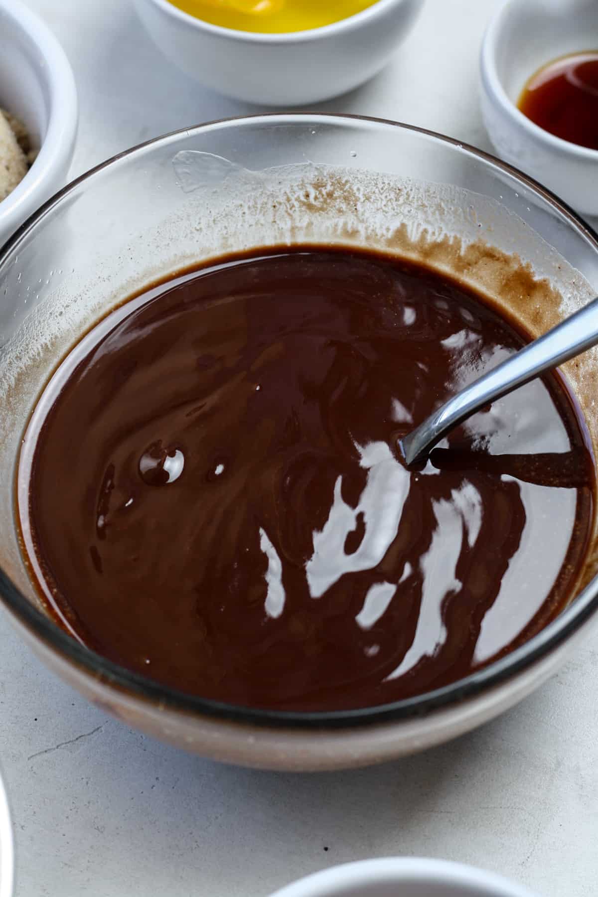 Creamy melted chocolate in bowl