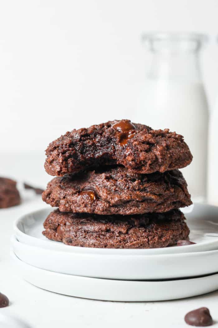 Brownie mix cookies on white plate