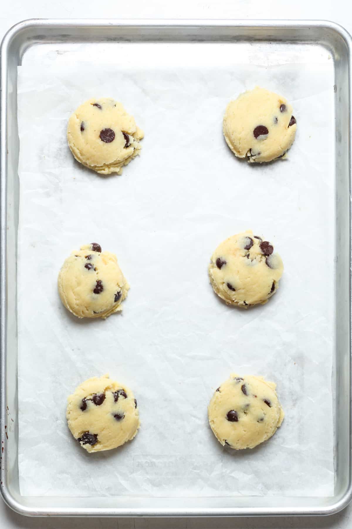 Flattened balls of cookie dough