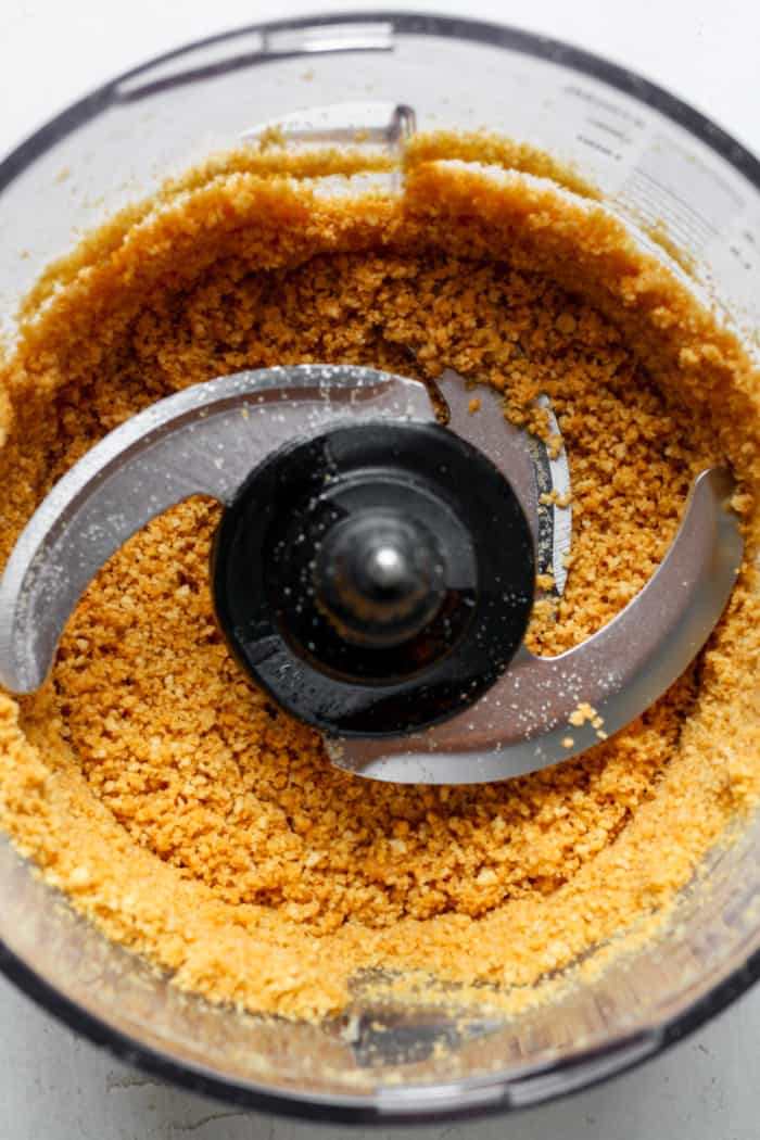 Crumbs in food processor for cheesecake crust