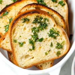 Slices of gluten free garlic bread