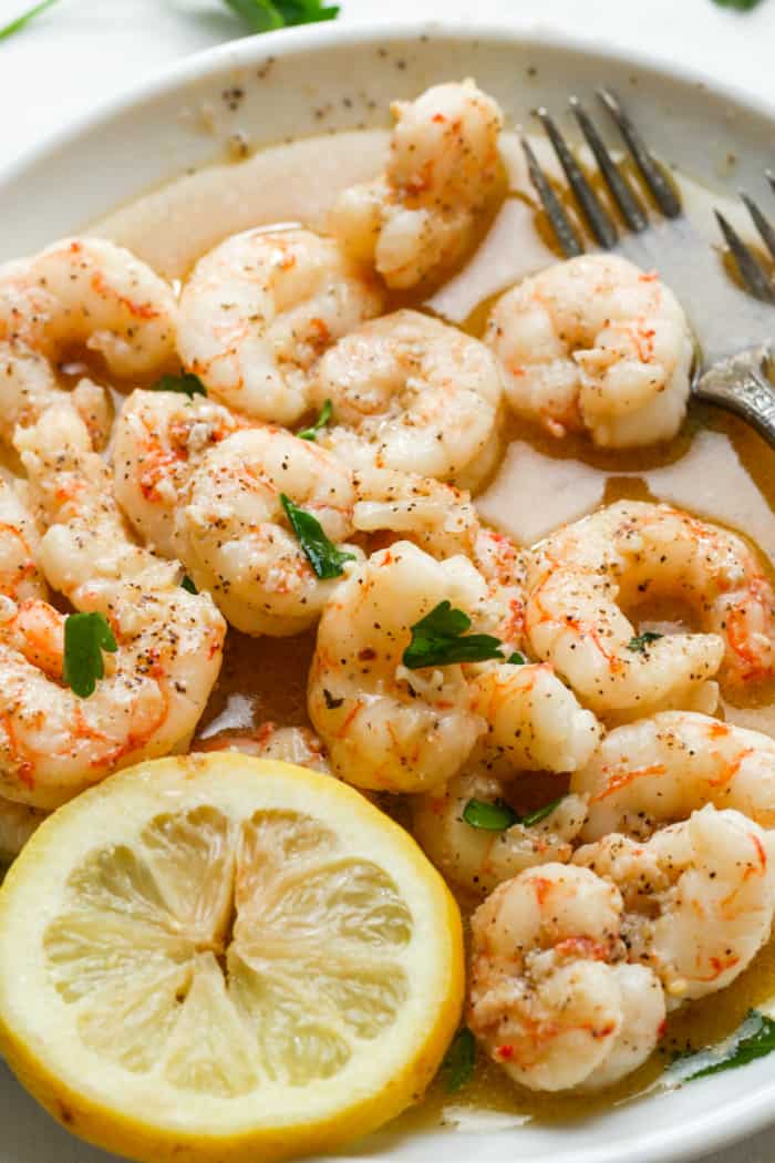 Plate with Argentine red shrimp.