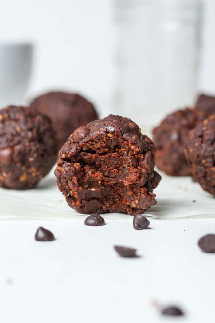 Bliss balls with chocolate chips.