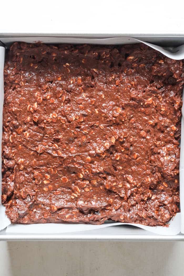 Lactation brownies in pan.