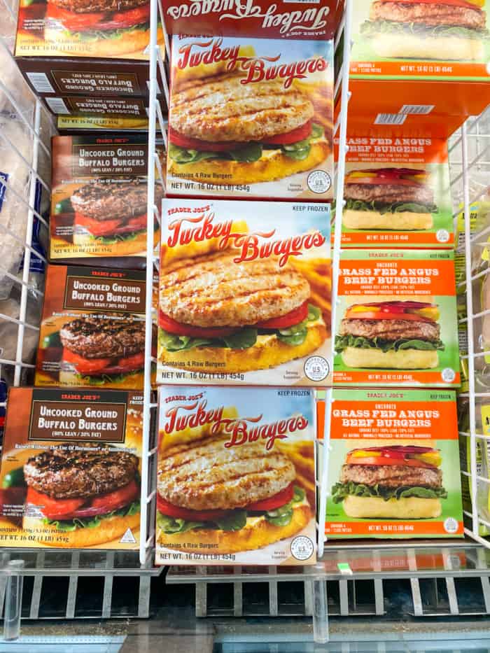 Frozen burgers.