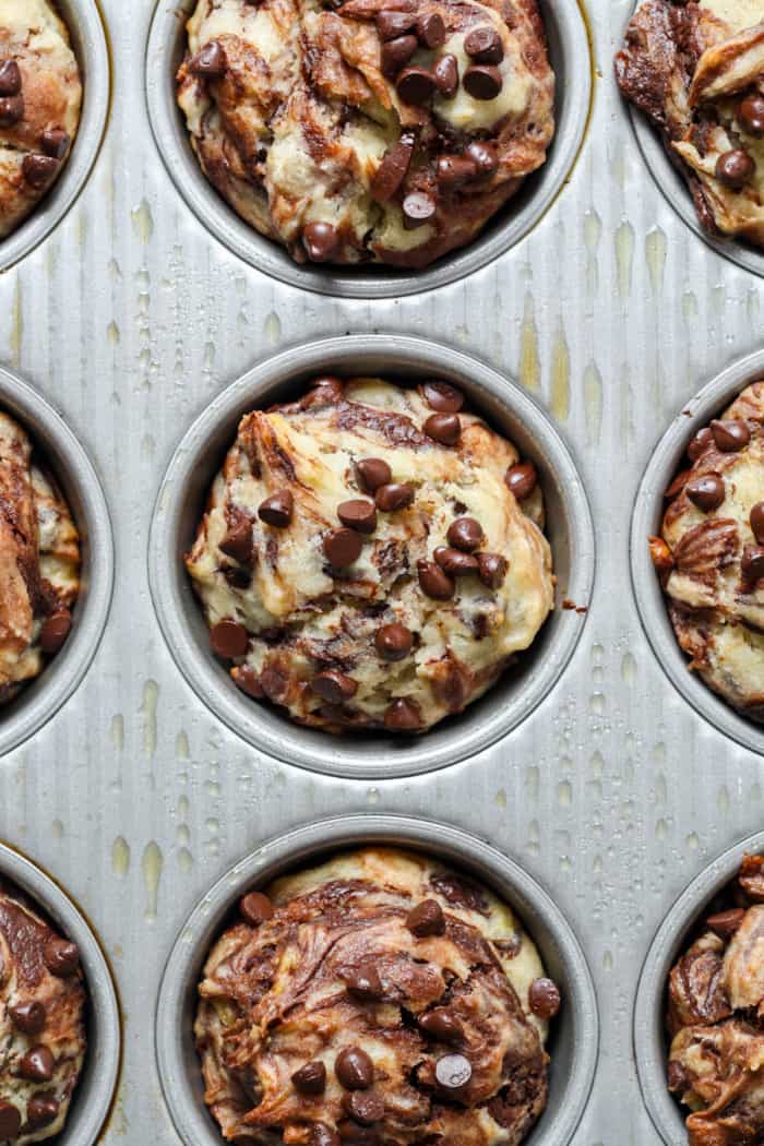 Baked marbled muffins.