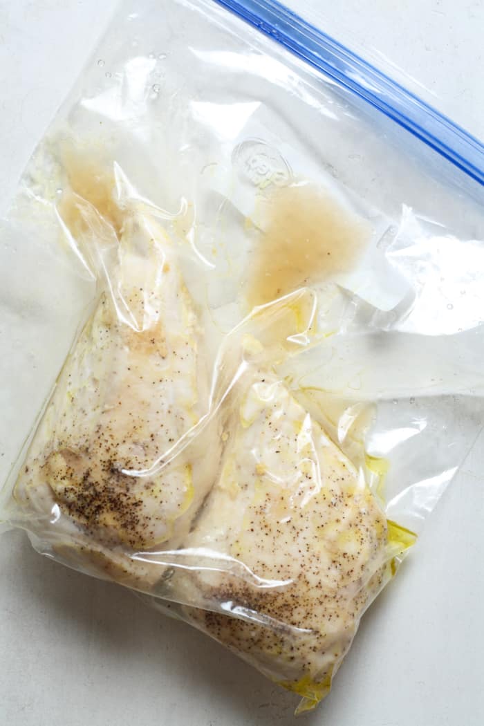Cooked chicken in bag.