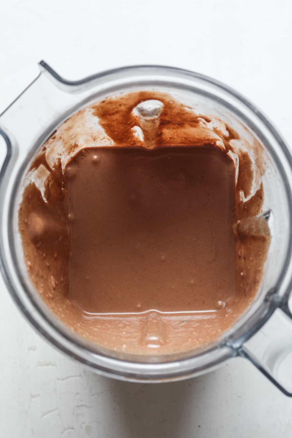 Creamy chocolate mix in blender.