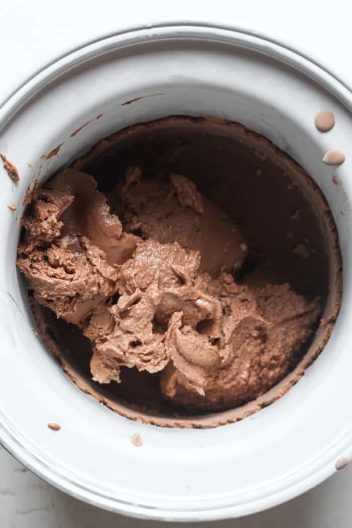 Paleo chocolate ice cream in bowl.
