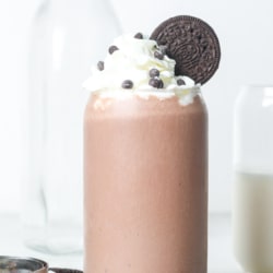 Vegan milkshake in glass.