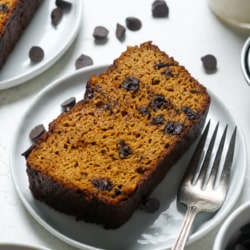 Almond flour pumpkin bread with chocolate chips.