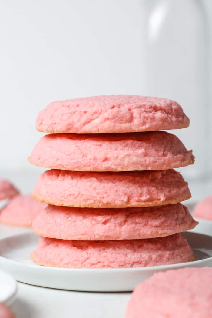 Pink sugar cookies stack.