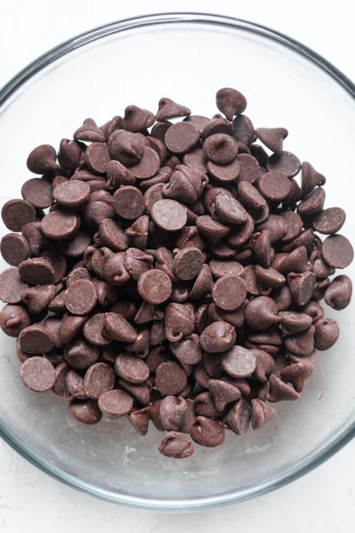 Bowl of chocolate chips.
