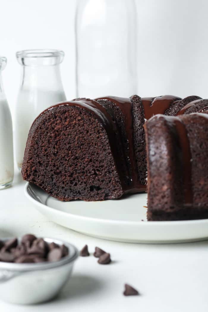 Chocolate cake with glaze.