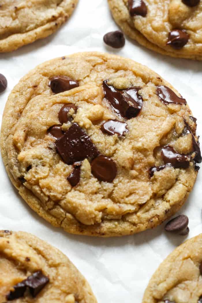 Soft baked gooey cookies with chocolate chips.
