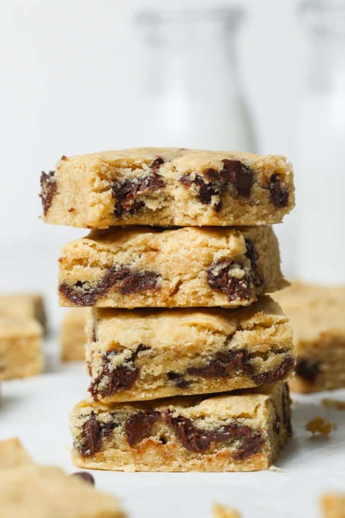 Blondie bars with chocolate chips.