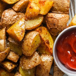 Air fryer home fries on plate.