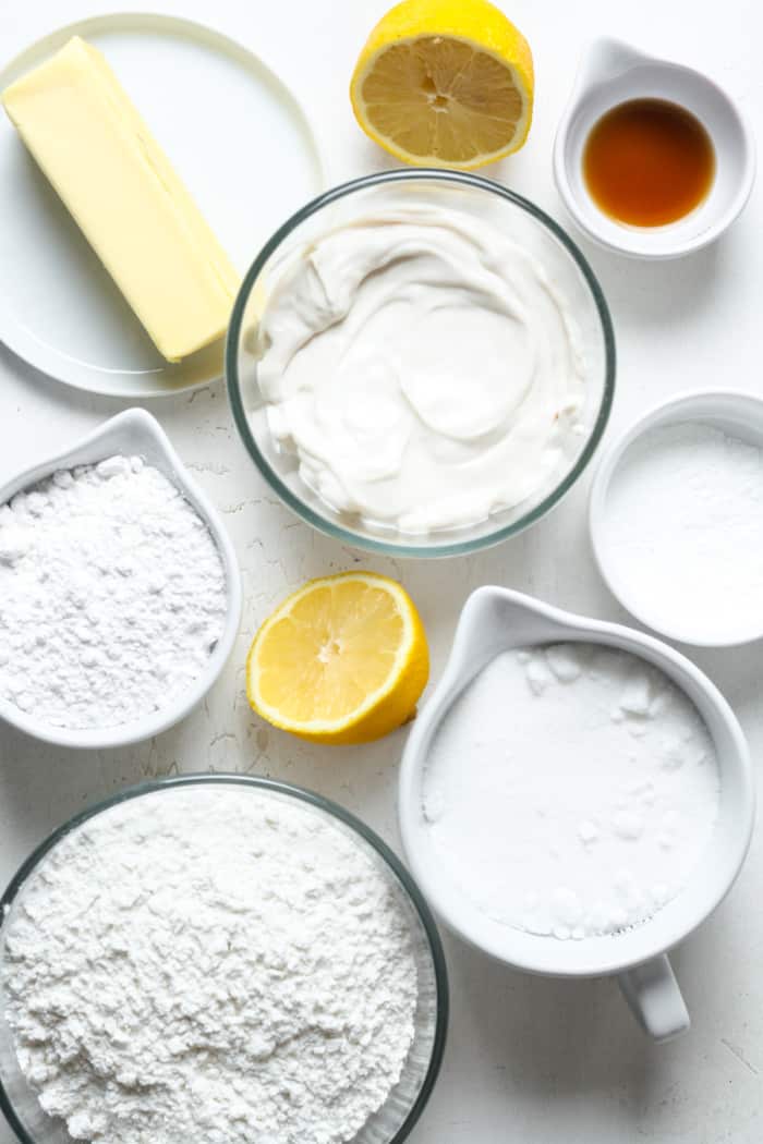 Coconut yogurt and other baking ingredients.