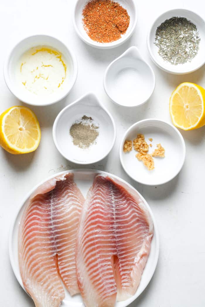Tilapia and other ingredients.