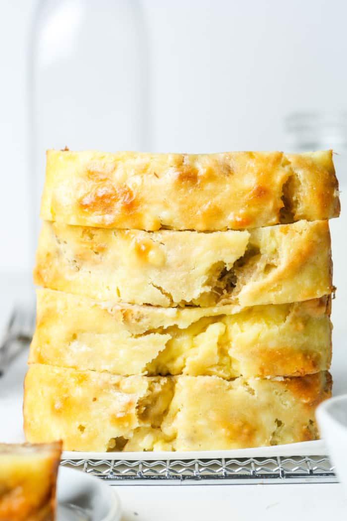 Stack of cream cheese bread.