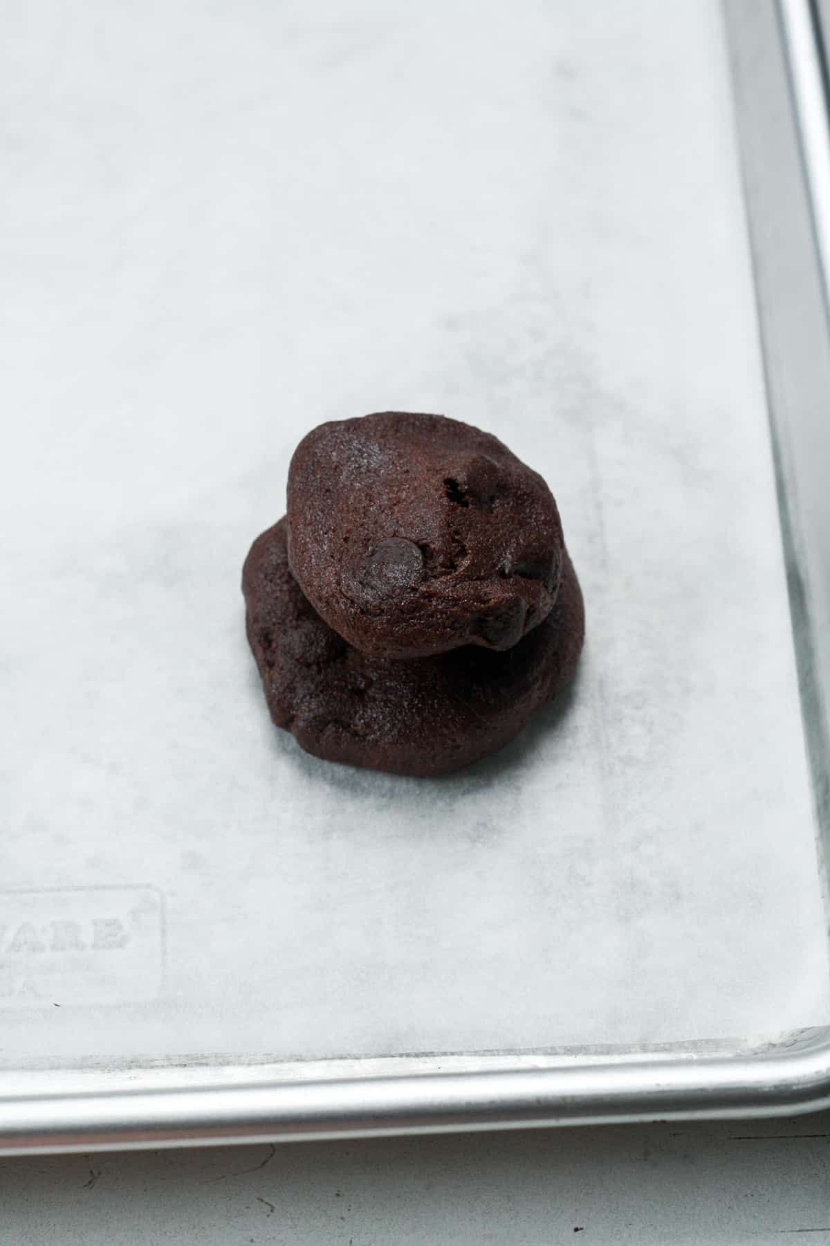 Raw thick chocolate cookie.