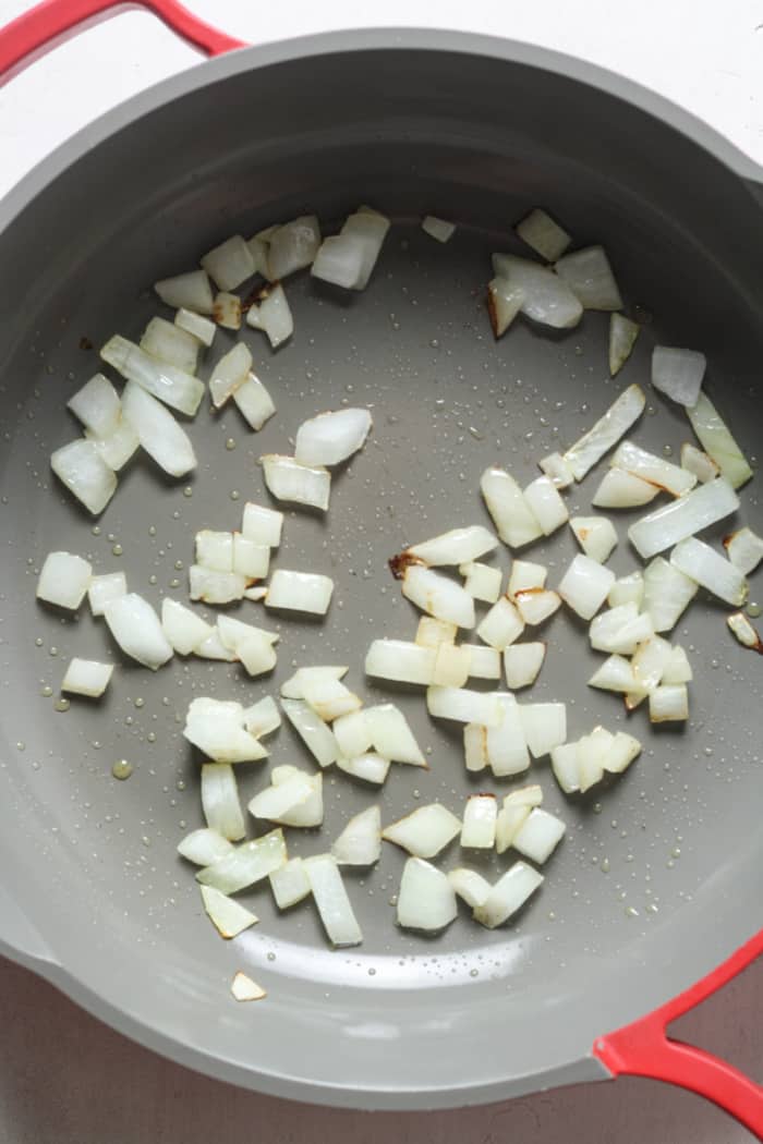 Onions in skillet.