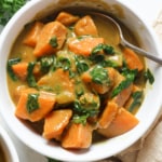 Sweet potato curry in bowl.