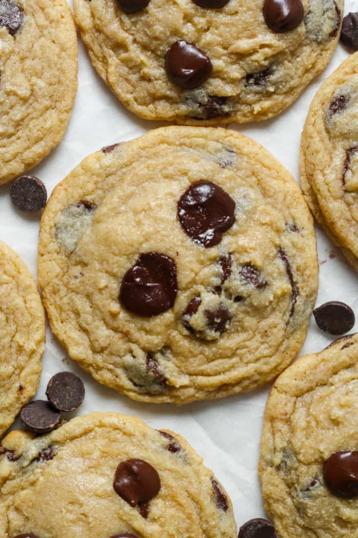 Cookies with dark chocolate chips.