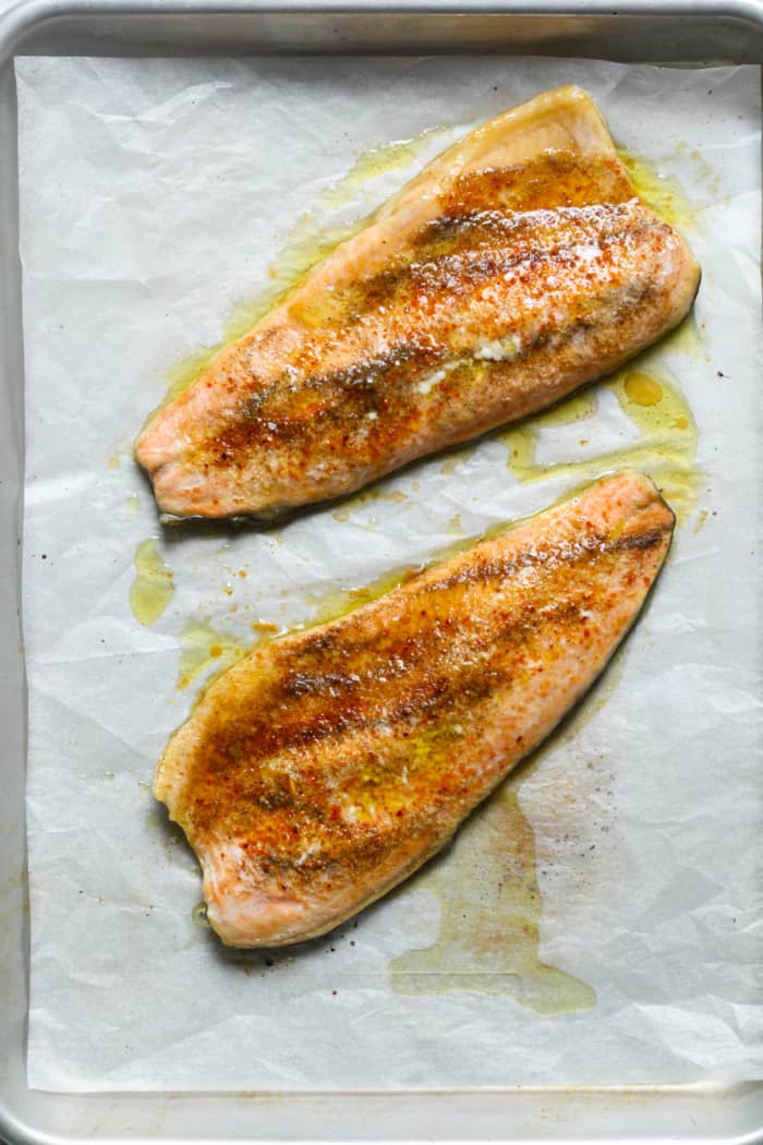 Trout with oil.
