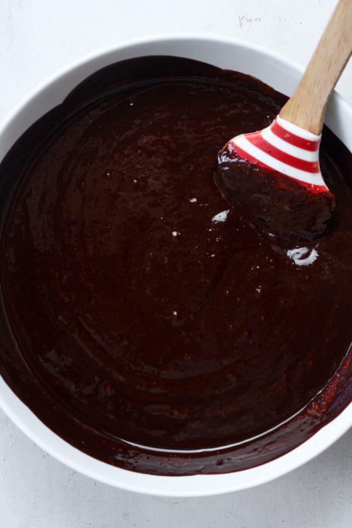 Melted chocolate batter.
