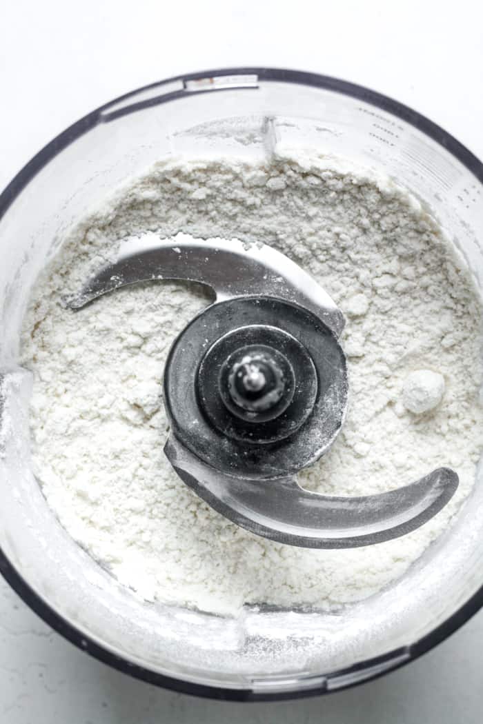 Flour in food processor.