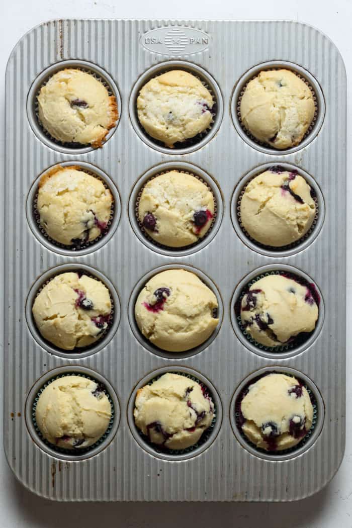 Baked blueberry muffins.