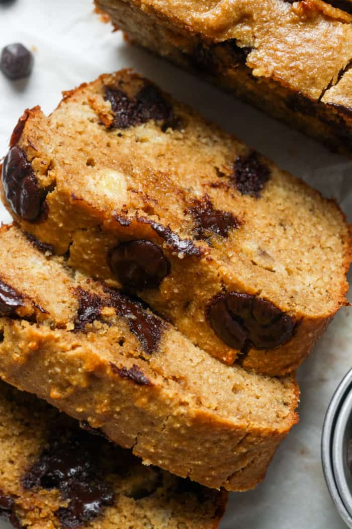 Thick slices of banana bread.