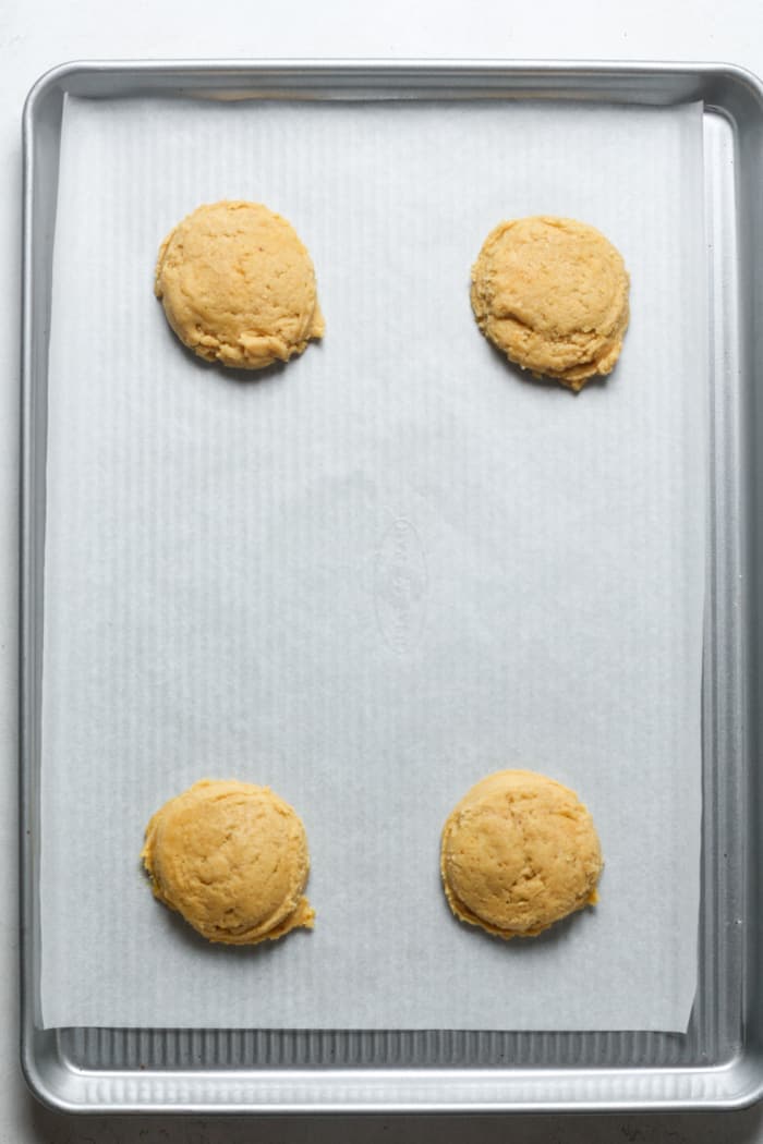 Four orange cookies.