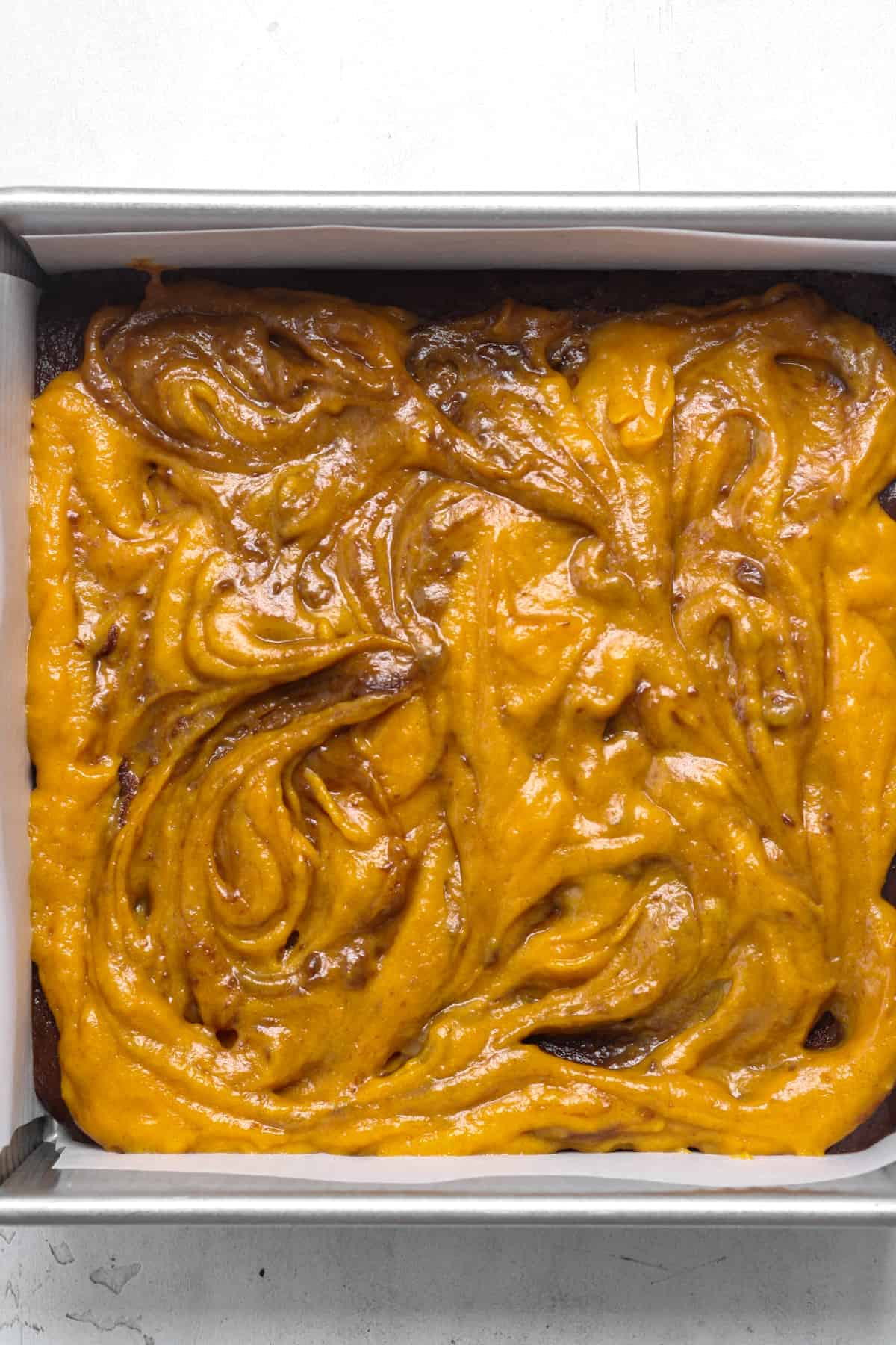 Pumpkin swirl in pan.