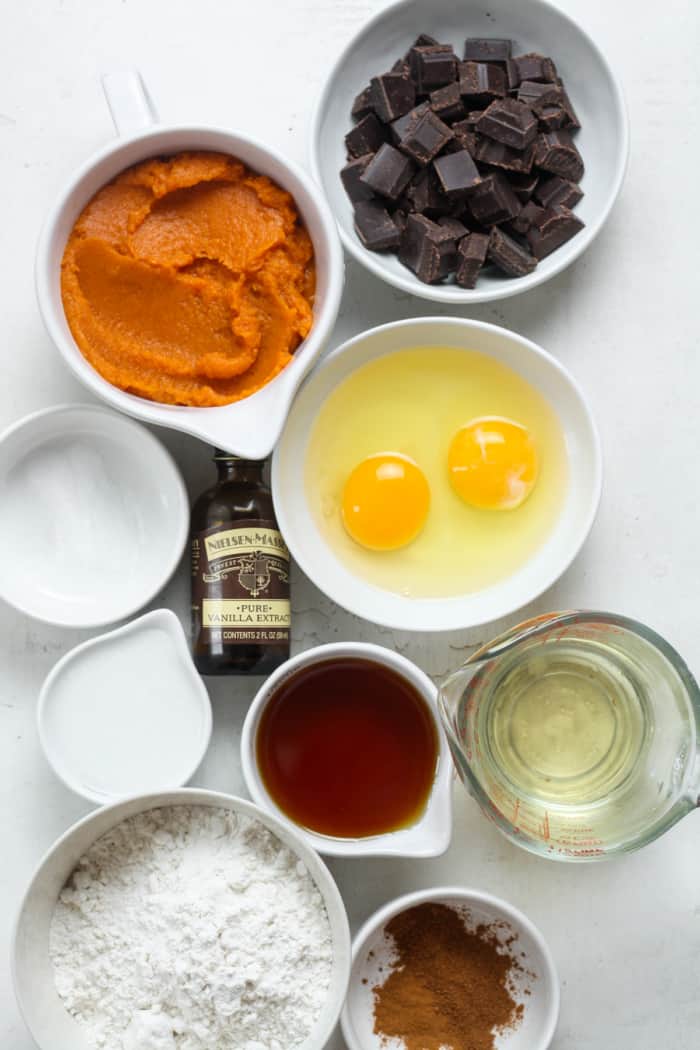 Pumpkin, chocolate and other ingredients.