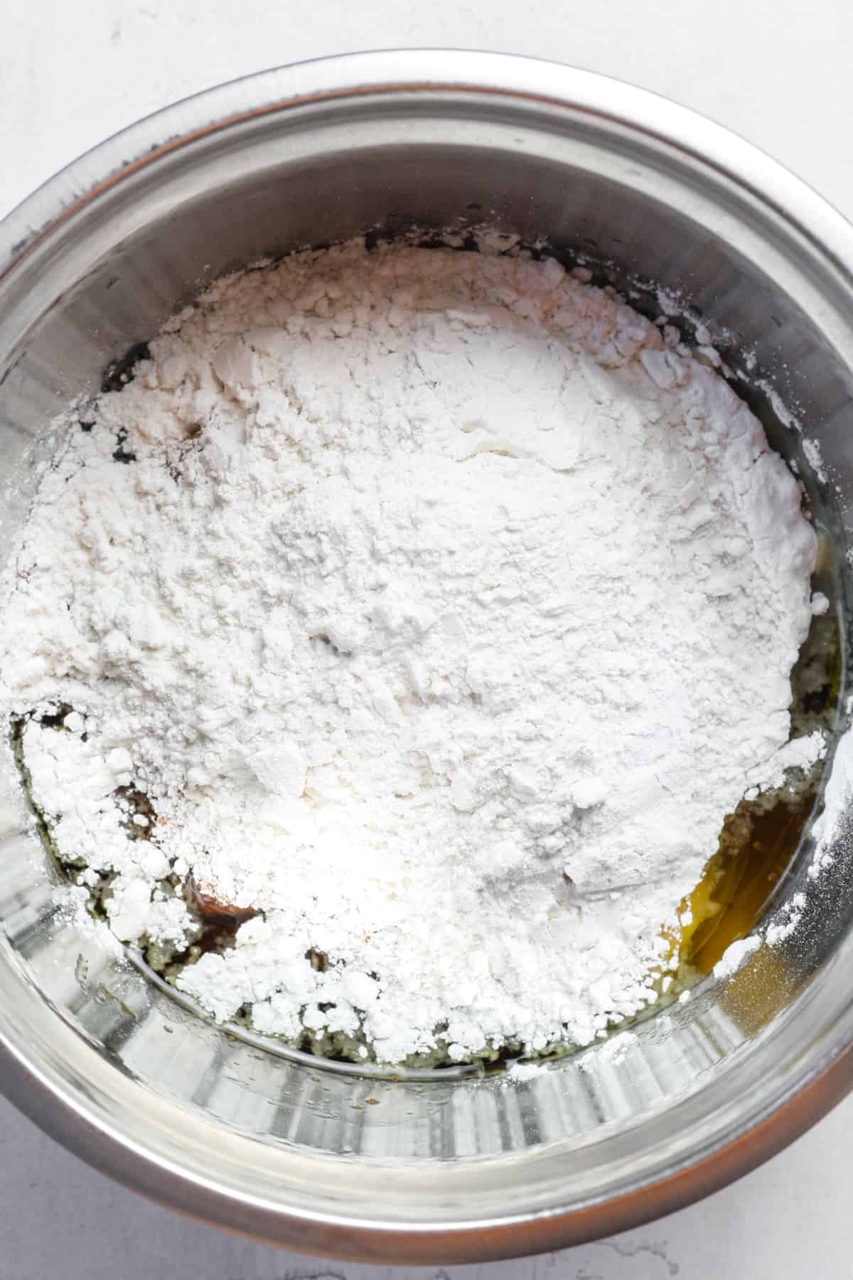 Flour in bowl.