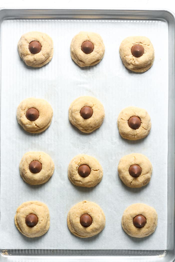 Baked peanut butter blossoms.