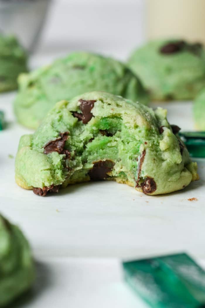 Bite of mint cookie.