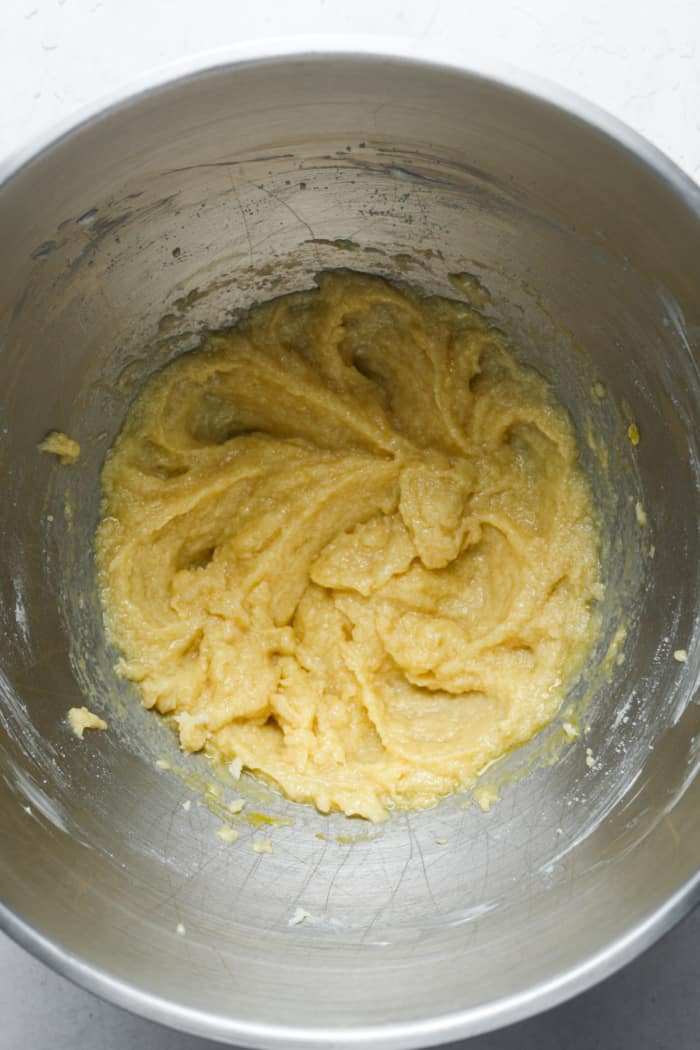 Yellow color cookie dough.