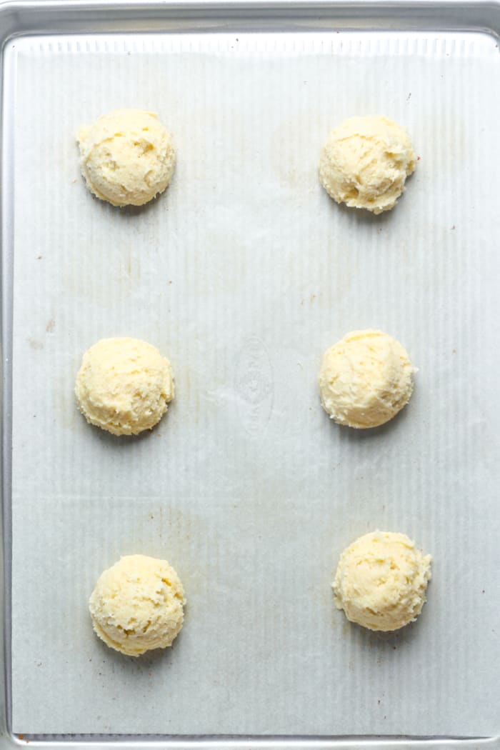Balls of cream cheese dough.