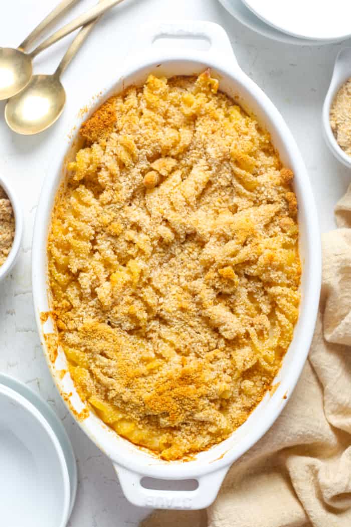 Gluten free baked mac and cheese.
