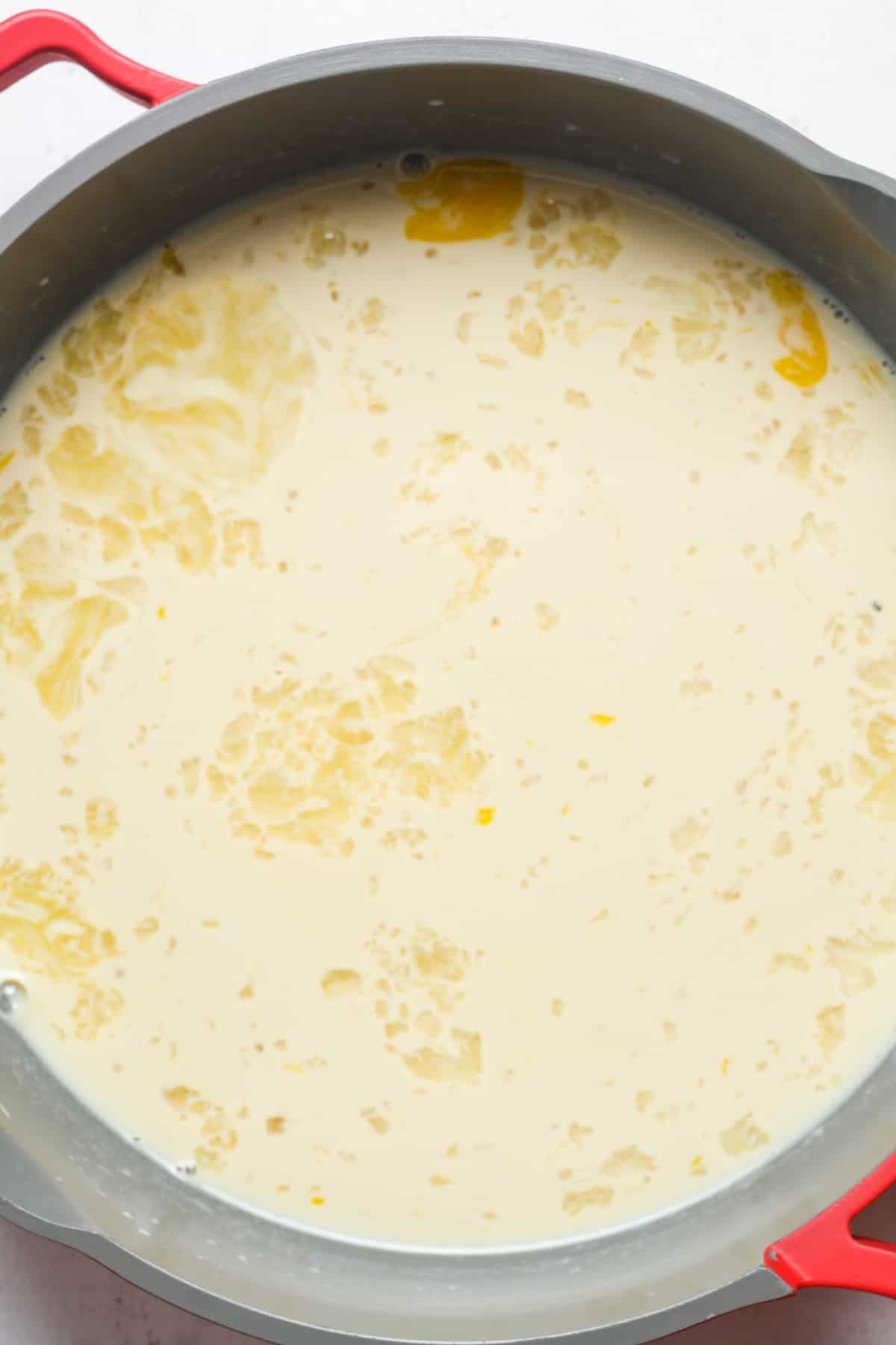 Eggs in pan.