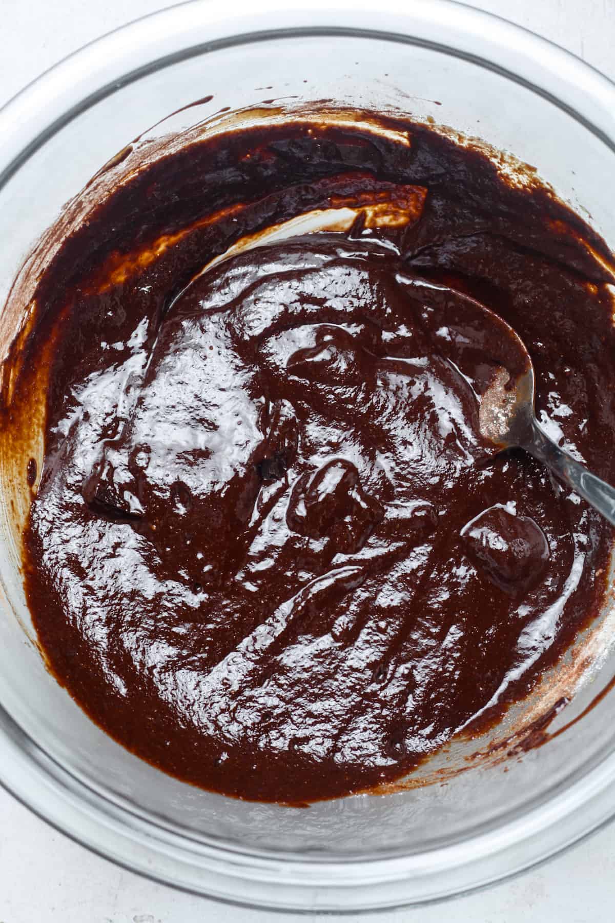 Thick brownie skillet batter.