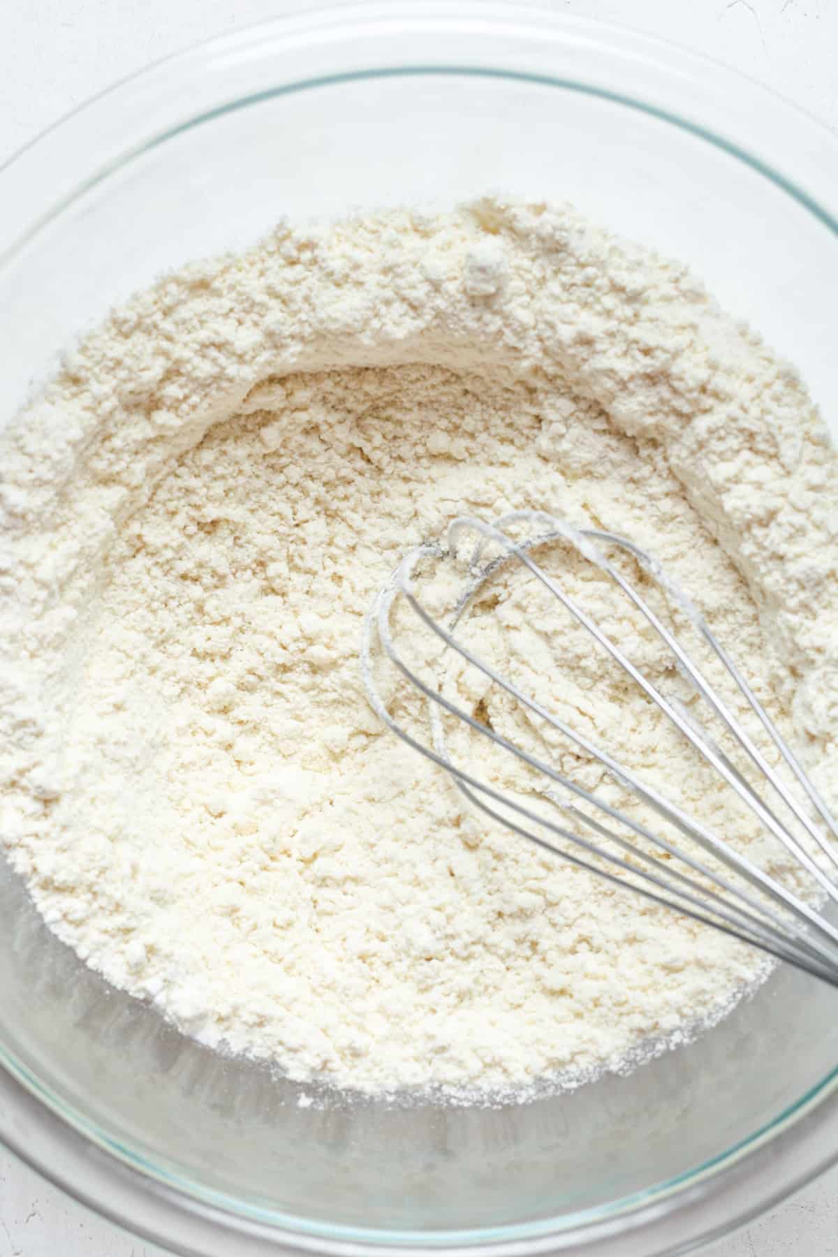 Whisked flour and sugar.