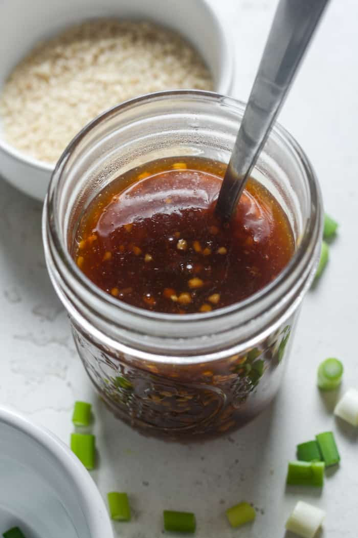 Garlic sauce with jar.